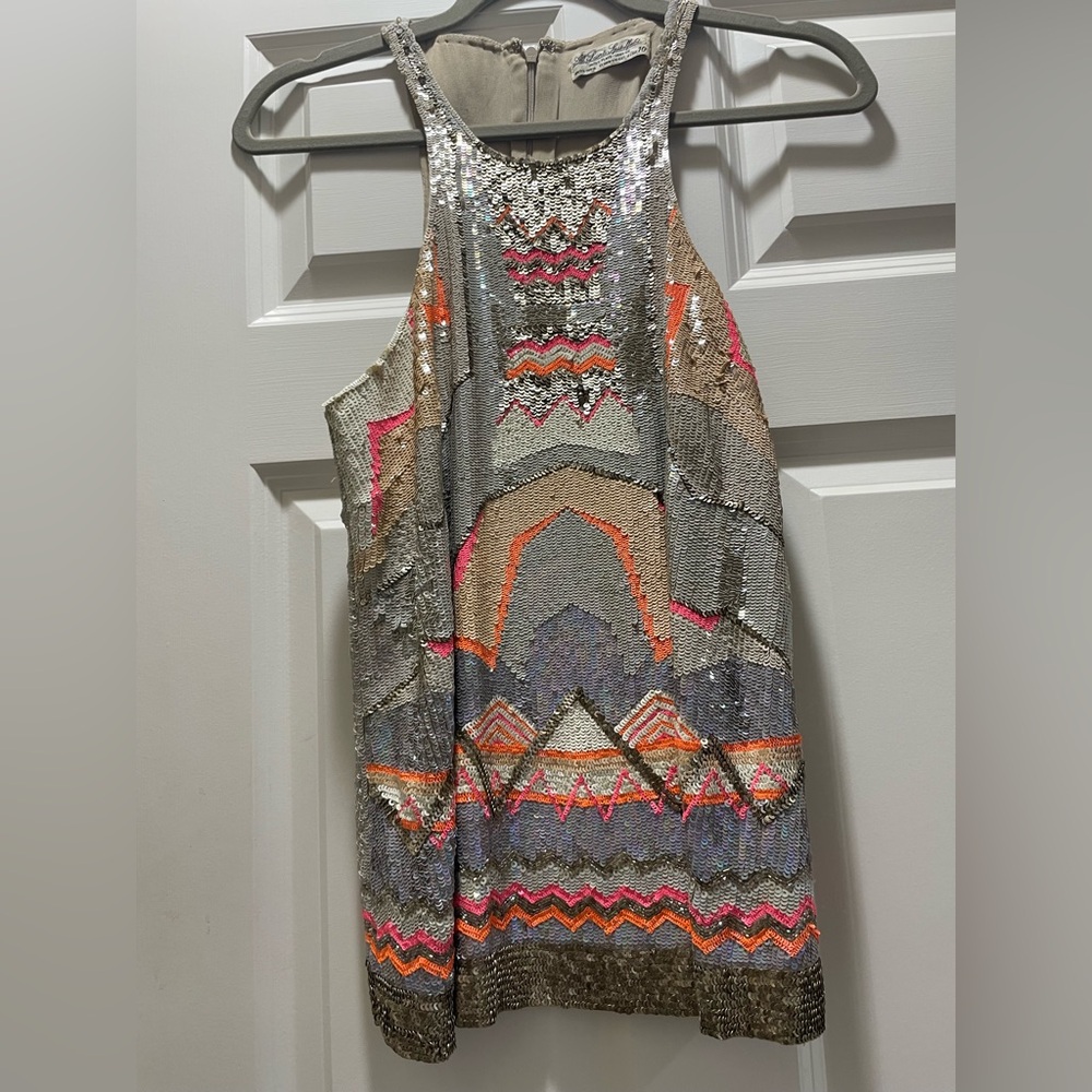 Unique Sequin Geometric Tank Top
